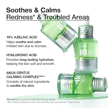 Anua – Azelaic Acid 10% + Hyaluron Redness Soothing Serum
